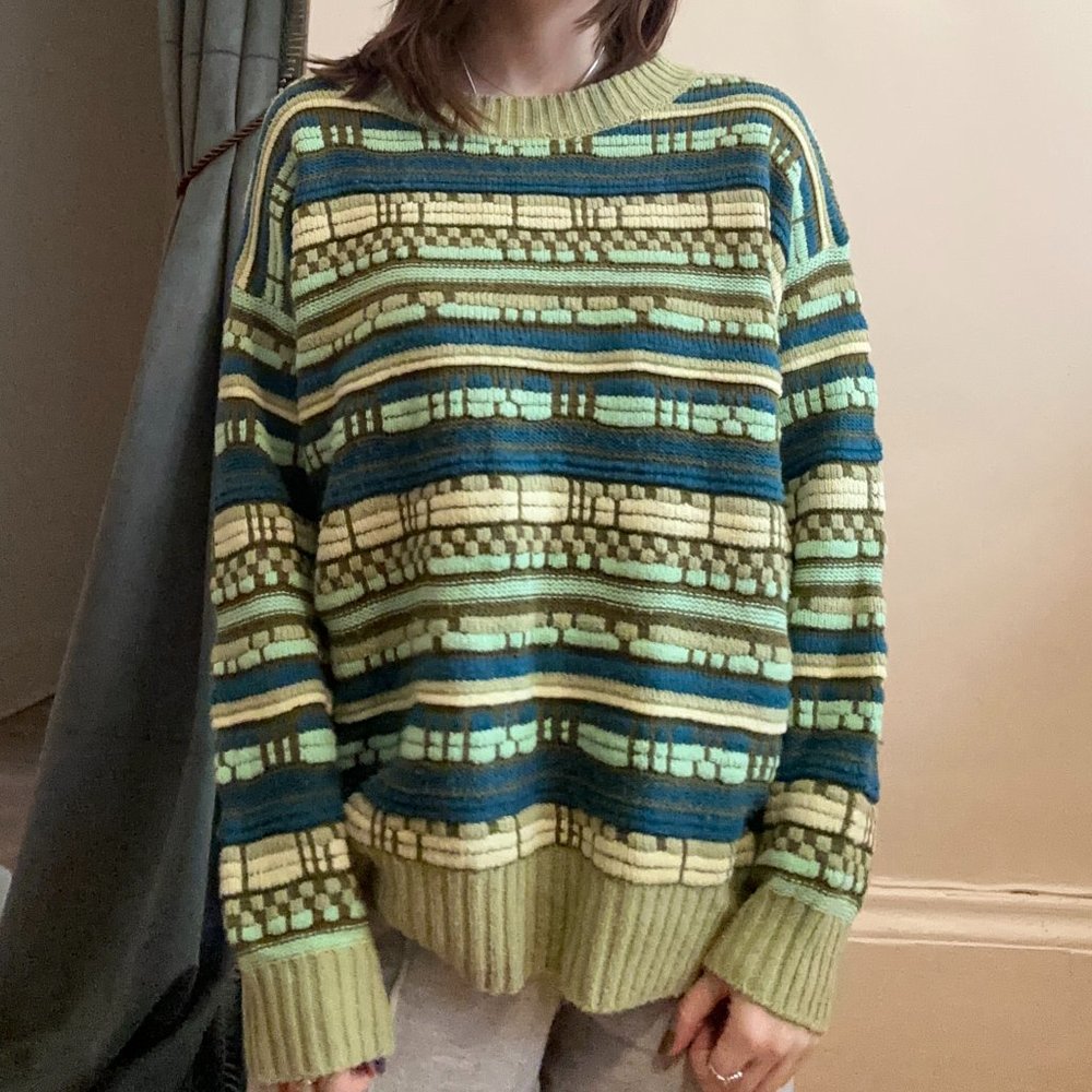 Green and Blue Oversized Wild Fable Sweater size M